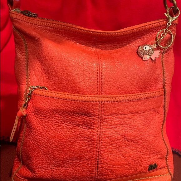 The SAK Orange Leather Shoulder Bag - Picture 1 of 6